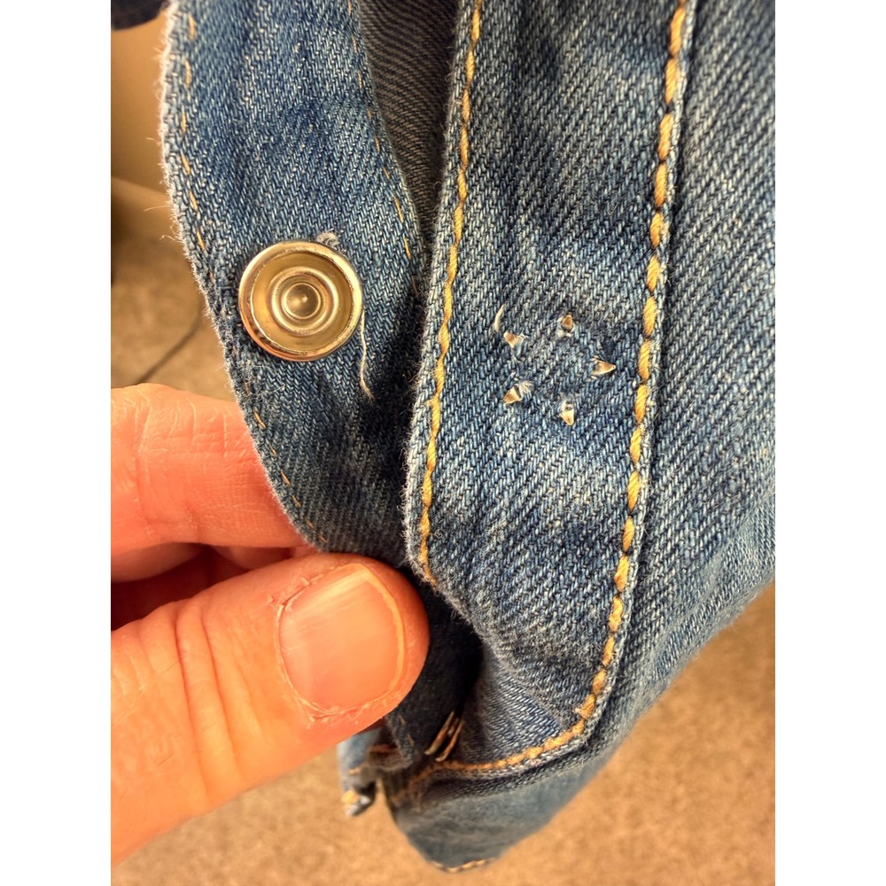 Pilcro Anthropologie Denim Ruffle Snap Front Shirt Dress Medium Wash Blue Small - Picture 4 of 9